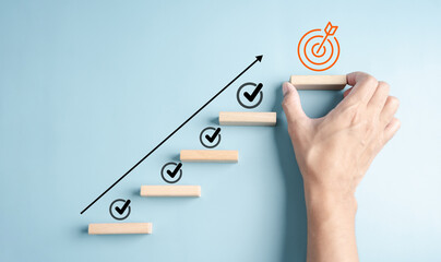 Aufkleber - Business growth success achievement PDCA concept, step stair or ladder for planning development leadership and customer target group