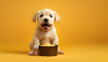 Wall Mural - Smiling dog happy with food