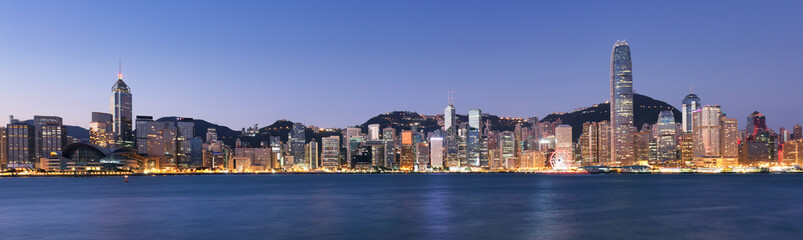 Wall Mural - Night and Skyline of Urban Architecture in Hong Kong