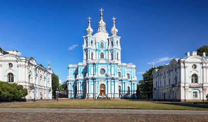 Wall Mural - Saint Petersburg, View of the Smolny Cathedral, Russia. Panorama