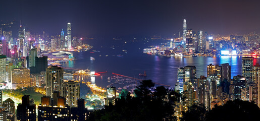 Wall Mural - Panorama of Hong Kong at night, China - Asia