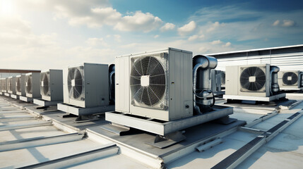 air conditioner outdoor unit compressor on the roof of the house, legal AI