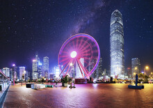 Hong Kong Observation Wheel In Central District Of Hong Kong.