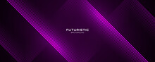 3D Purple Techno Abstract Background Overlap Layer On Dark Space With Glowing Rhombus Lines Decoration. Modern Graphic Design Element Future Style Concept For Banner, Flyer, Card, Or Brochure Cover
