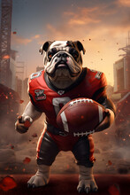 Gridiron Canine Champ: Catch The Excitement As A Spirited Dog Dives Into The Game Of American Football, Tail Wagging And Determination In Its Eyes, Proving That Even Our Four-legged Friends Know How T