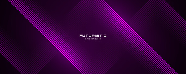 3D purple techno abstract background overlap layer on dark space with glowing rhombus lines decoration. Modern graphic design element future style concept for banner, flyer, card, or brochure cover