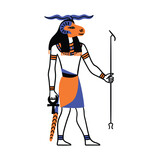 Fototapeta  - Cartoon Color Character Egyptian God Khnum Egypt Myth Concept Flat Design Style. Vector illustration of Ancient Mythology Personage or Sculpture