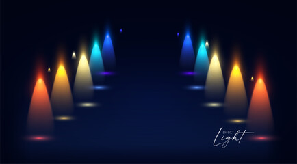 Wall Mural - Show light. Colorful spotlights with fay. Transparent light effect.