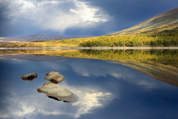 Wall Mural - autumn at the lake Stor Sverje, Norway