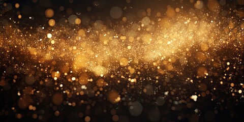 Golden glitter. Magical abstract of celebration. Festive radiance. Sparkling bokeh in gold. Glimmers of joy. Shiny bokeh lights for holidays