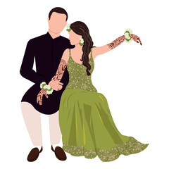 Wall Mural - vector indian wedding couple illustration for wedding invitation cards