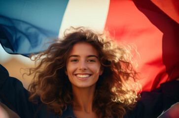 Sticker - Portrait of a woman with a french flag