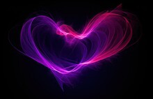 Abstract Digitally Manipulated Neon Pink Drawing In The Shape Of Heart On The Dark Background, In The Style Of Dark Purple And Light Navy, Animated Gifs, Intersecting Lines, Rhythmic Linear Patterns, 