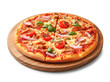 © Miquel - Delicious pizza on a round wooden board with a transparent background