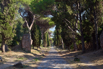 Via Appia antica (antique Appian way), urban regional park in Rome, Italy	