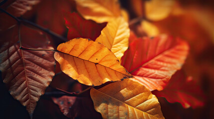 Wall Mural - Autumn leaves background. Generative Ai
