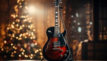 Guitar With Christmas Background