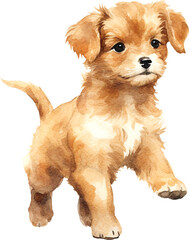 Aufkleber - Cute puppy watercolour illustration created with Generative AI technology