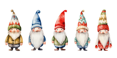 Wall Mural -  watercolor cute gnomes scandinavian