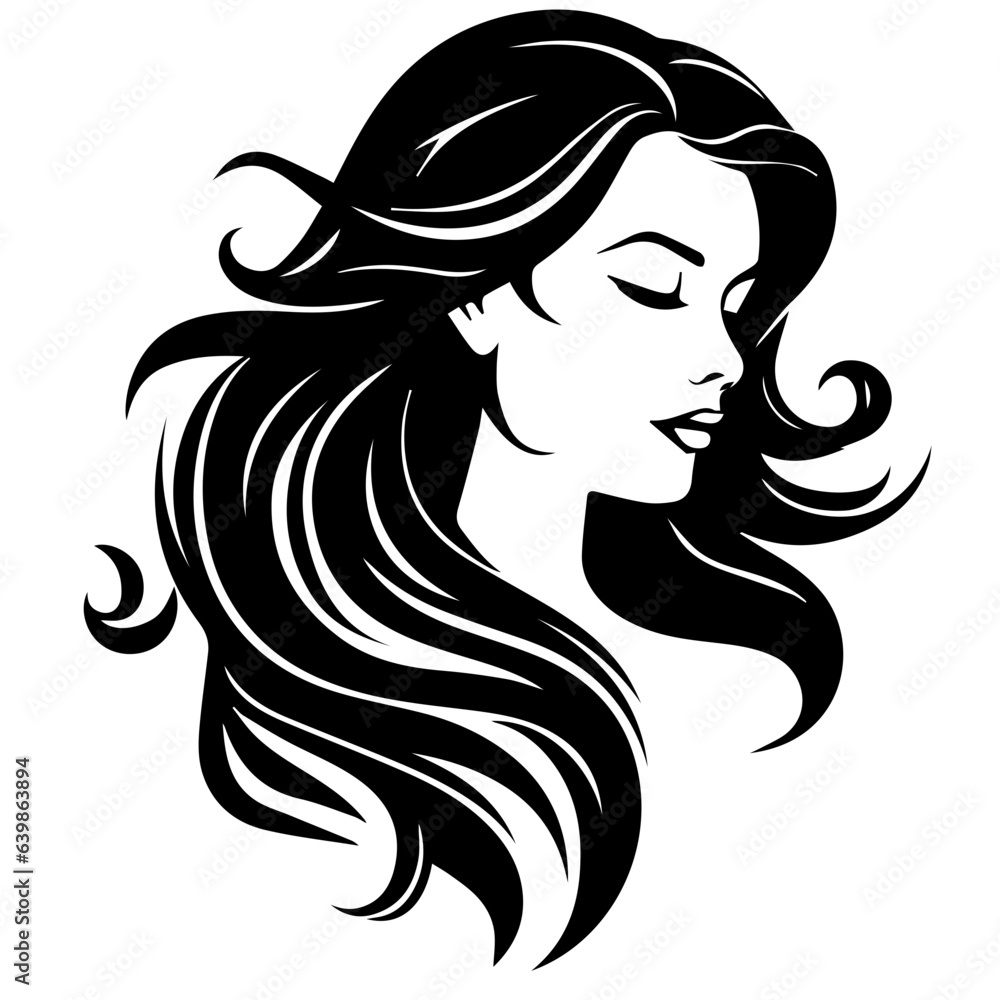 Beauty saloon logo and Woman face and hair logo vector Stock Vector ...