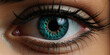 Auge Irisaufnahme in grün Nahaufnahme Querformat für Banner, ai generativ