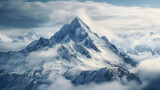 Fototapeta Góry - Drone photo of a mountain in Swiss Alps in winter. 