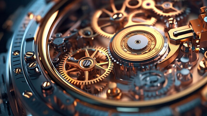 Wall Mural - background of the gear mechanism inside the watch.