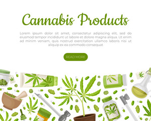 Cannabis CBD Product Banner Design Green Vector Template