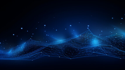 Abstract waving particle technology background design. Abstract wave moving dots flow particles, hi-tech and big data background.