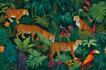 Wall Mural - animals in the forest Generated Ai