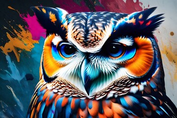 Wall Mural - colorful owl Generated Ai