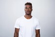 © pixardi - Black man in white t-shirt on white background. Photo generative AI