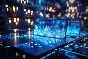 Cloud computing transfer big data on internet. futuristic digital technology .Generative AI