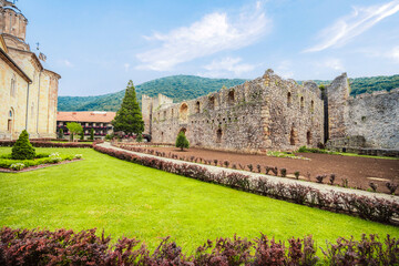 Wall Mural - Christian monastery Manasija in the medieval walls. The Manasija Monastery also known as Resava, is a Serbian Orthodox monastery near Despotovac