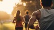 © Fred - Close up back view of young runner people run in park in sunrise morning