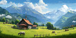 Farm in der Schweiz mit Bergen und Weide