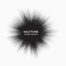 Burst Halftone Light Effect. Glowing Light Burst. Abstract Grunge Halftone Dots Background. Vector Illustration.