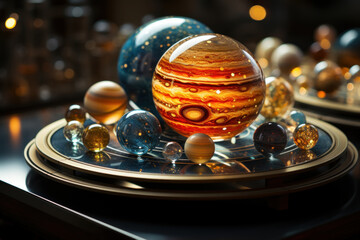 Wall Mural - young astronomers create scale models of the solar system, understanding the vast distances and rela