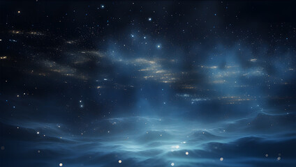 Wall Mural - a blue space with dust particles background ai generative