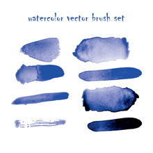 Set Of Watercolor Vector Brush Strokes
