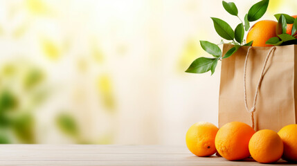 Sticker - oranges on the wooden table