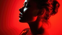 Photo Of A Woman With A Composition In Red Tones