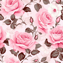 Seamless Pattern Faded Pink Roses . High Quality Photo