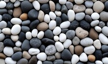 Sea Of Pebbles Wallpaper. Gray Beach Stones Background. For Banner, Postcard, Book Illustration. Created With Generative AI Tools