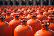 LPG Gas Bottles ready for transportation. Gas logistic and supply concept. Digital Ai