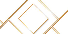 White Backdrop Rectangles With Golden Lines Background. Modern Abstract Background White Dop With Golden Luxury. Seamless Surface Pattern Design With Diamonds Ornament. Lozenge Motif. Repeated White.