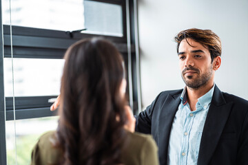 Wall Mural - Male mature caucasian ceo businessman leader with diverse coworkers team executive managers group meeting. Multicultural professional businesspeople working together on research plan boardroom.