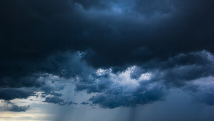 Aufkleber - The dark sky with heavy clouds converging and a violent storm before the rain.Bad or moody weather sky and environment. carbon dioxide emissions, greenhouse effect, global warming, climate change.