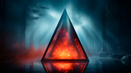 Wall Mural - neon light of a triangular shaped triangle with a glowing triangular shape