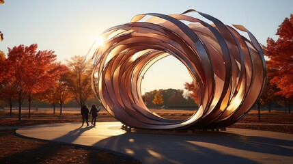 Wall Mural - Interactive Sculpture Park: Art installations that encourage interaction could be placed throughout the park, such as kinetic sculptures that move with the wind or touch. 